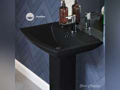 Sublime Square Two-Piece Pedestal Sink in Matte Black 234