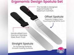 Riccle 94 pcs Cake Decorating Kit with Cake Turntable - Includes 50pcs 16 Inch Disposable + 2 Reusable Piping Bags and Tips Set, 24 Icing Piping Tips, 2 Spatulas, 3 Icing Comb Scraper, 6 Cake Liners 16