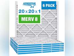 Aerostar 20x20x1 MERV 8 - 6 Count - High Efficiency Pleated HVAC, Furnace & Air Conditioner Filters - Removes Dust, Lint, Mold & Allergy-Causing Pollen 36