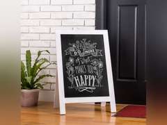 A Frame Chalkboard Sign Large 20 x 30 Chalkboard Easel Wooden Sidewalk Standing & Hanging Chalk Board Sandwich Board Sign for Restaurant,Farmhouse or Wedding Party Guide 48