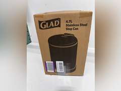 Glad Small Trash Can, 1.2 Gallon | Round Stainless Steel Garbage Bin with Soft Close Lid & Step Foot Pedal | Black Metal Waste Basket with Removable Inner Bucket, Matte Black 23