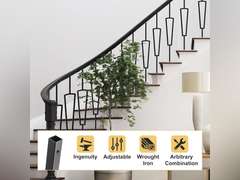 Wrought Iron Stair Balusters - 10 Pack Decorative Metal Indoor Stair Railing Spiral Stair Railing - 1/2 -inch Hollow Ellipse Iron Stair Spindles Satin Black Metal Railing 100