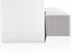 40 PCS White 3D Wall Panels, 58 sq.feet Coverage, Printable Wallpaper Sticker with Self-Adhesive Waterproof Brick PE Foam Wall Panels Peel and Stick for Interior Wall Decor Home Decoration ( damage package) 57