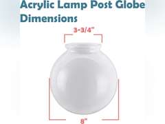 Aspen Creative 28002-41, 8" White Acrylic Replacement Lamp Post Globe with 3-3/4" Fitter Neck 36
