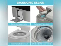 YITAMOTOR Portable Toilet Camping Porta Potty with Paper Collection 6.34 Gallon, Indoor Outdoor RV Toilet with Handle Pump, Leak-Proof OutdoorToilet for RV Travel, Boat, Trips, Grey 103