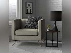 Rivet Mid-Century Modern Pull Chain Switch for Each Socket Table Lamp, 23"H, Matte Black with Gold Accents 70