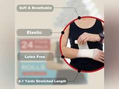 Gauze Rolls Pack of 96 4 x 4.1 yd Premium Quality Lint and Latex-Free Conforming Stretch Bandages Designed for Wound Care for Wound Dressing Support (Ideal for use as a Mummy wrap) ( open package) 24