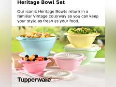 (No lids) Tupperware Heritage Collection, 5 Piece Food Storage Container Set in Vintage Colors, Dishwasher Safe and BPA Free (5 Bowls) 60