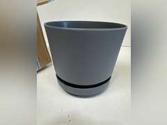 Elly D cor 8 inch Plastic Cylinder Planter Pot with Self-Watering Saucer and Drainage Hole,Lightweight & Extremely Durable, 8"x 8", Gray 27