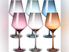 Colored Wine Glasses Set of 6, Long Stem Hand Blown Premium Crystal Red White Wine Glass, Great Gift Set for Wife & Mom, Wedding, Anniversary, Christmas, Birthday - 18Oz (similar) 36