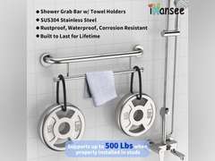 (Similar)Polished Chrome Grab Bar 24 Inch w/Towel Holder, iHansee Stainless Steel Towel Rack Shower Support Balanced Support Handle, Wall Mount Safety Handrail Grab Rail for Elderly Senior Handicap Disabled 38