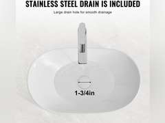 VEVOR Oval Vessel Sink, 23.3" x 14.2" Bathroom Vessel Sink Bowl Countertop, White Ceramic Bathroom Sinks Above Counter, Bowl Sink with Modern Style, Well-Packaged for Bathroom, Hotel, Toilet, RV 77