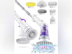 Electric Spin Scrubber, Cordless Shower Scrubber Rotary Floor Brushes & Pad Drivers with 6 Brush Heads - 2H Dual Speed, IPX7 Waterproof Extension Handle for Bathroom Tile Car Cleaning 40