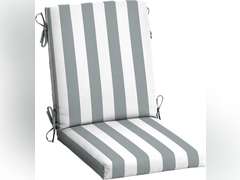(2 Pack) Arden Selections Outdoor Dining Chair Cushion 44x 20, Water Repellent, Fade Resistant 44x 20, Stone Grey Cabana Stripe 65