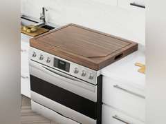 BLUEWEST Noodle Board Stove Cover with Handles, 3 in 1 Wood Stove Top Covers Board for Gas Burners and Electric Stove, Wooden RV Stovetop Cover, Tray for Kitchen Counter Space with Juice Grooves 170