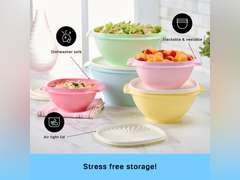 (No lids) Tupperware Heritage Collection, 5 Piece Food Storage Container Set in Vintage Colors, Dishwasher Safe and BPA Free (5 Bowls) 60