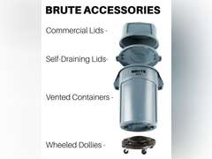 Rubbermaid Commercial Products Brute Snap-On Lid 121 Litre Grey FG263100GRAY 20