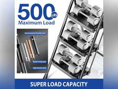 KINGRACK Folding 3 Step Ladder, Portable Ladder for Multi-Purpose, Home, Kitchen, Heavy Sturdy Steel Step Stool with Anti-Slip Wide Pedals, Handrail, Safe-Lock Design, Pass 800lbs Load Testing, Black 46