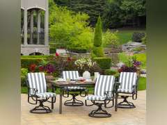 (2 Pack) Arden Selections Outdoor Dining Chair Cushion 44x 20, Water Repellent, Fade Resistant 44x 20, Stone Grey Cabana Stripe 65