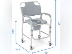 Medline aluminum padded shower chair commode with 4 locking casters 190
