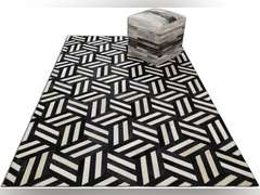(Similar)Handmade Patchwork Cowhide Modern Leather Area Rug 3x5 Modern Geometric Cubic Design 90