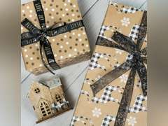 RUSPEPA Christmas Wrapping Paper, Kraft Paper - Deer, Snowflake and Plaid Style Designs - 4 Rolls - 30 inches x 10 feet per Roll 20