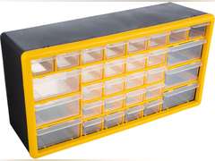 Stalwart 30-Drawer Plastic Small Parts Organizer - Desktop or Wall Storage Drawers for Organizing Hardware, Crafts, Garage, or Classroom, Yellow 36