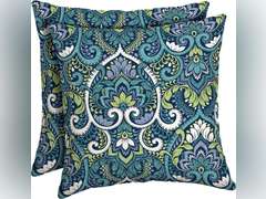 Arden Selections Outdoor Toss Pillow (2 Pack) 16 x 16, Sapphire Aurora Blue Damask 22