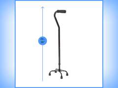 Medline Aluminum Quad Cane with Small Base for Balance, Knee Injuries, Leg Surgery Recovery & Mobility, Portable, Lightweight Walking Aid for Seniors & Adults, Black 23