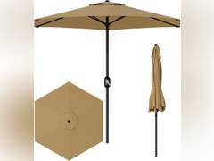 HarmonyHealth 7.5FT Patio Umbrella Outdoor, Market Umbrella, Table Umbrella, 6 Sturdy Ribs UV Protection Waterproof for Garden, Pool, Deck, Backyard (Tan) 189