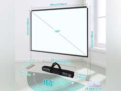 100 inch Projector Screen and Stand,Portable Projector Screen 4K HD Rear Front Projection Screen with Carry Bag for Outdoor Indoor Home Theater Backyard Cinema Travel 54