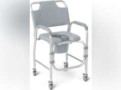Medline aluminum padded shower chair commode with 4 locking casters 190