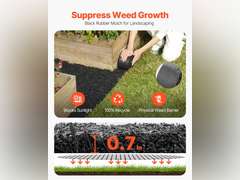 VEVOR Rubber Mulch for Landscaping, Recycled Rubber Mulch Mat 120 x 4.5 in, Permanent Rubber Pathway, Natural-Looking Black Mulch Garden Edging Border for Plants, Vegetables & Flower Garden Barrier 18