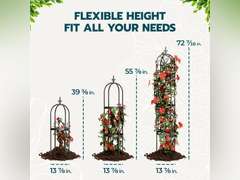 Idzo Trellis for Climbing Plants Outdoor, Garden Trellis Steel, Obelisk Design Hammer Stone Coated, 72 in Upgrade 2025, Vertical Support for Climbing Plants, Decorative for Outdoor & Indoor Use 86
