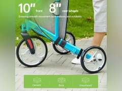 Real Relax 3 Wheel Rollator Walker with 10" Wheels, Narrow Walkers for Small Spaces, Compact Folding with Storage Bag, Cup Holder for Seniors, Light Blue 120