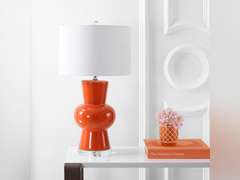 JONATHAN Y JYL4027C Julia 28.5" Ceramic Table Lamp, Coral 90