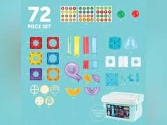 Play Brainy Magnetic Marble Run for Kids Ages 3 & Up - 72-Piece Magnetic Tiles with Rocket Elevator, Space-Themed Magnet Toys for Boys & Girls - STEM Educational Toys Set with Stickers & Storage Case 40