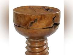 Deco 79 Teak Wood Handmade Side End Accent Table Live Edge End Table with Coiled Base, Side Table 13" x 13" x 20", Brown 106
