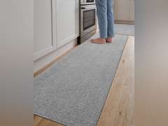 DEXI Kitchen Rugs and Mats for Floor, Non Slip Washable Mat Set of 2, Thin Absorbent Rubber Backing Runner Rug for Sink, Laundry Room, Hallway, 23x35+23x86, Light Grey 50