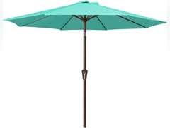 JEAREY 9ft Outdoor Patio Umbrella with Push Button Tilting and Crank Handle Market Umbrella 8 Sturdy Ribs UV Protection Waterproof Garden Deck Backyard Pool (Teal) 40