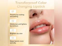 2Pcs Transferproof Color Changing Lipstick,Gold Crystal Color Changing Lipstick,Long Lasting 24 Hours Moisturizing Glossy Shine Lip Gloss for Women 13