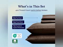 California Design Den Queen Sheet Set - Soft 400 Thread Count Sateen, Natural 100% Cotton Sheets for Queen Size Bed with Deep Pockets, Cooling and Durable Bedding Set - Warm Chocolate Brown 50