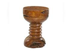 Deco 79 Teak Wood Handmade Side End Accent Table Live Edge End Table with Coiled Base, Side Table 13" x 13" x 20", Brown 106