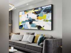 Abstract Wall Art Teal Graffiti Canvas Wall Art Framed Artwork Living Room Decorations Abstract Watercolor Home Wall Decor for Living Room Bedroom Dining Room Home Office Decor 24"x48" 69