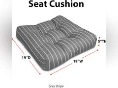 Patio Seat Cushion, 2 Pack, Classic Navy, Stripe, 19" W 36