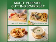 Organic Bamboo Cutting Board Set of 3-Large Wood Cutting Board Set for Kitchen,Wooden Chopping Boards with Juice Grooves & Built in Side Handles 17