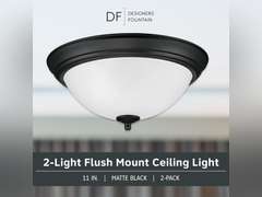 DESIGNERS FOUNTAIN Flush Mount Ceiling Light, 2-Pack, 11 Inch LED Frosted Glass Lighting Fixture for Kitchen, Bedroom, Bathroom, and Hallway, Matte Black, D333M-11FM-MB2 59