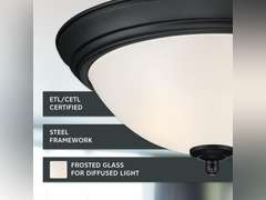 DESIGNERS FOUNTAIN Flush Mount Ceiling Light, 2-Pack, 11 Inch LED Frosted Glass Lighting Fixture for Kitchen, Bedroom, Bathroom, and Hallway, Matte Black, D333M-11FM-MB2 59