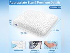 Memory Foam Pillows, Bed Pillow for Side,Back and Stomach Sleepers,Neck Pillow for Sleeping with Removable and Machine Washable Cover, Standard Size (1 Pack) 21