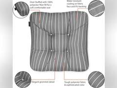 Patio Seat Cushion, 2 Pack, Classic Navy, Stripe, 19" W 36